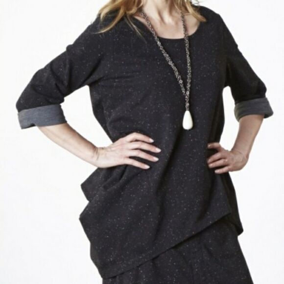 BRYN WALKER Deca Shirt Tunic - Size Small (oversized) Lagenlook Asymmetrical Hem - Picture 1 of 16